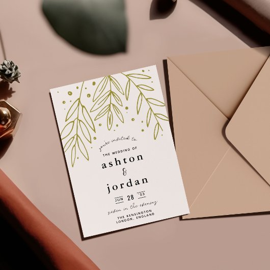 Groene Sprigs Botanical Wedding Kaart