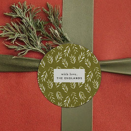 Groene Sprigs Botanische Aangepast Ronde Sticker