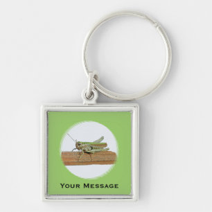 Groene sprinkhaan-Cartoon, bagage & laptop-Label Sleutelhanger