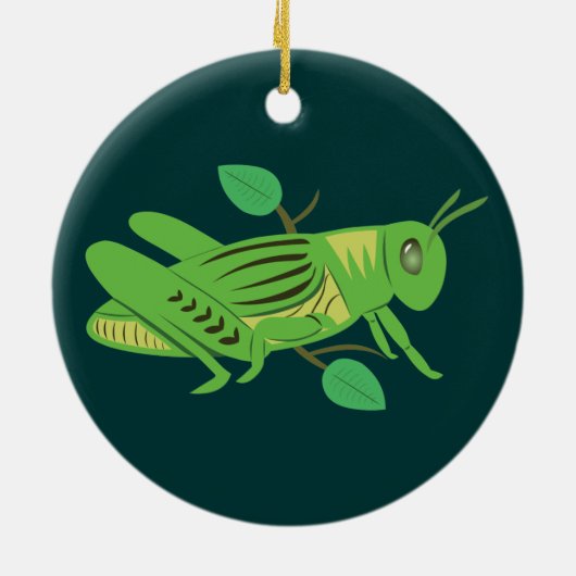 Groene sprinkhaan keramisch ornament (Achterkant)