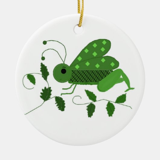 Groene sprinkhaan keramisch ornament (Voorkant)