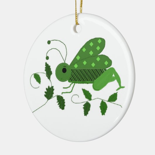 Groene sprinkhaan keramisch ornament (Links)