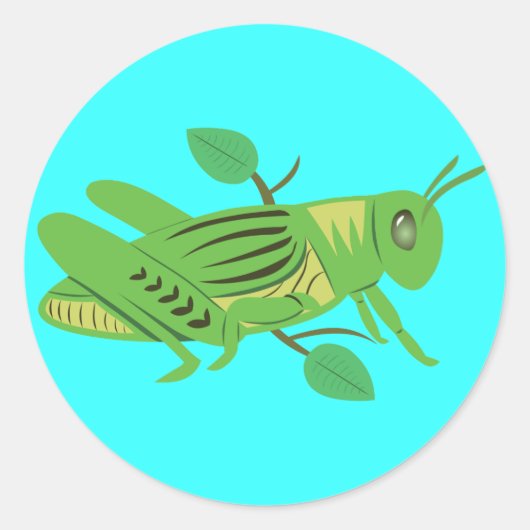 Groene sprinkhaan ronde sticker (Voorkant)
