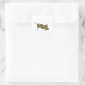Groene sprinkhaan vierkante sticker (Tas)