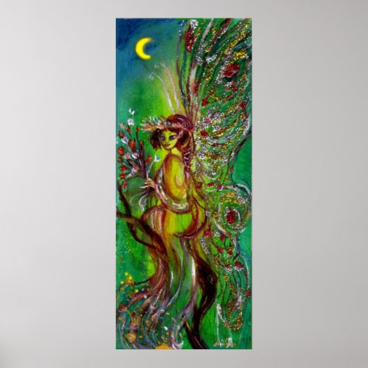 GROENE SPROOKJESFIGUUR MET GOUDEN GLINSTERINGEN IN POSTER (Voorkant)