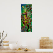 GROENE SPROOKJESFIGUUR MET GOUDEN GLINSTERINGEN IN POSTER (Keuken)