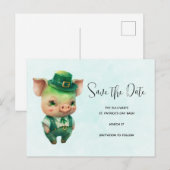 Groene sprookjesvarken in Fancy Attire sparen de D Uitnodiging Briefkaart (Voorkant / Achterkant)