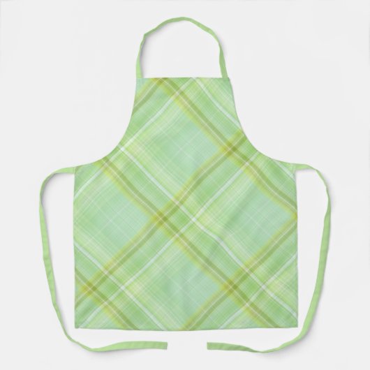 Groene Spruit Pastelgroen Geruit Schort (Voorkant)