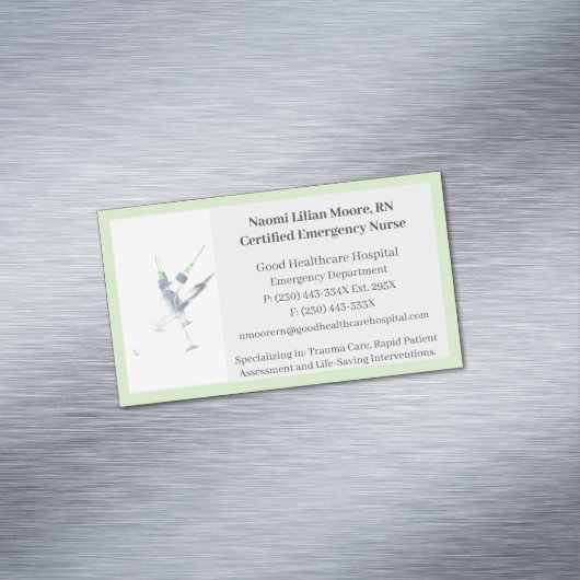 Groene Spuiten Gezondheidszorg Geregistreerde Verp Magnetisch Visitekaartje (Voorbeeld)