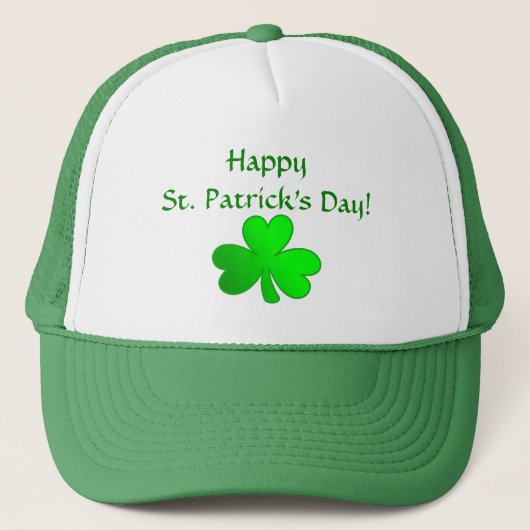 Groene St. Patrick Dag Hoed Met Klaver Trucker Pet (Voorkant)
