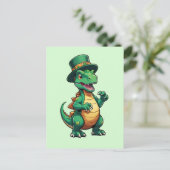 Groene St Patrick's dag dinosaurus Briefkaart (Staand voorkant)