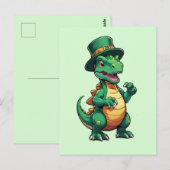 Groene St Patrick's dag dinosaurus Briefkaart (Voorkant / Achterkant)