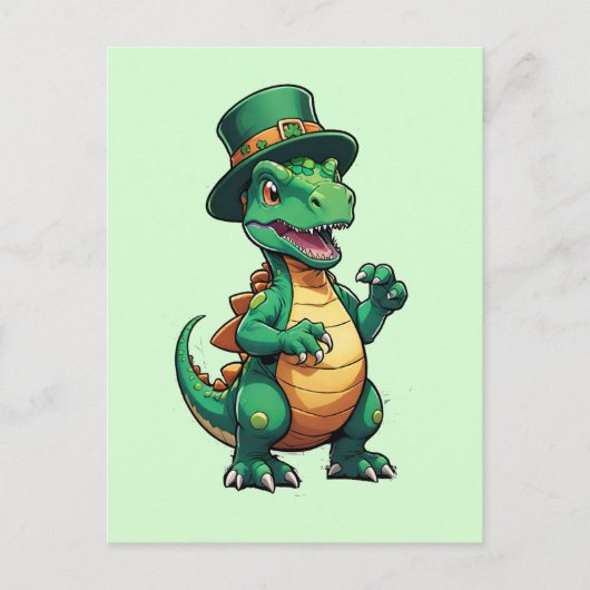 Groene St Patrick's dag dinosaurus Briefkaart (Voorkant)