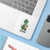Groene St Patrick's dag dinosaurus Sticker (Laptop met iPhone)