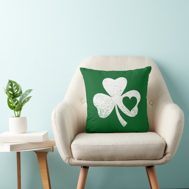 Groene St. Patrick's Dag Ierse Patty's Hart Klaver Kussen (Stoel)