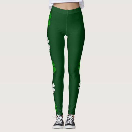Groene St. Patricks Dag met schattige shamrocken Leggings (Voorkant)