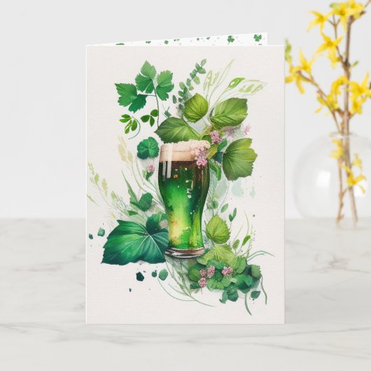 Groene St. Patrick's Day bier in klimop Kaart (Gele Bloem)
