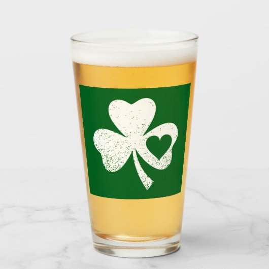 Groene St. Patrick's Day Ierse Patty's Hart Klaver Glas (Voorkant gevuld)