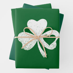 Groene St. Patrick's Day Ierse Patty's Hart Klaver Inpakpapier Vel
