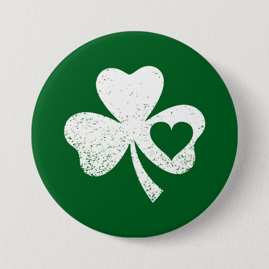 Groene St. Patrick's Day Ierse Patty's Hart Klaver Ronde Button 7,6 Cm (Voorkant)