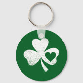 Groene St. Patrick's Day Ierse Patty's Hart Klaver Sleutelhanger (Voorkant)