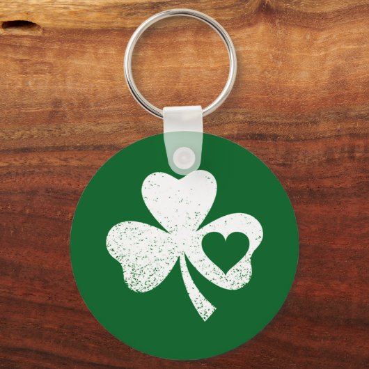 Groene St. Patrick's Day Ierse Patty's Hart Klaver Sleutelhanger (Voorkant)