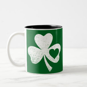 Groene St. Patrick's Day Ierse Patty's Hart Klaver Tweekleurige Koffiemok
