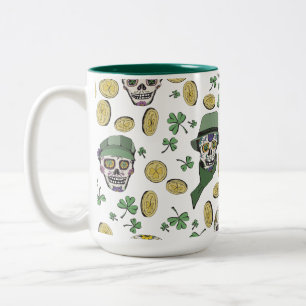 Groene St Patrick's Day Ierse Suikerschedel Custom Tweekleurige Koffiemok