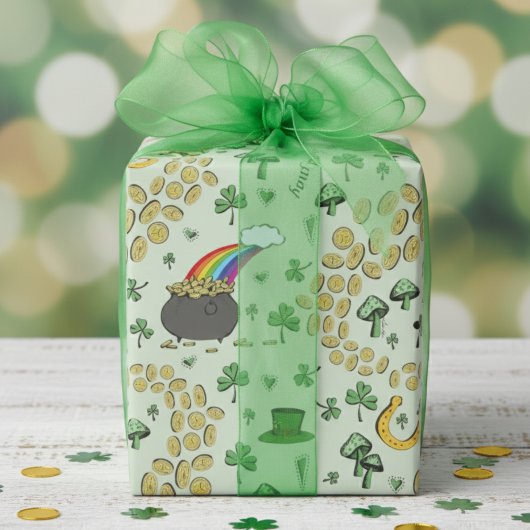 Groene St. Patrick's Day Leprechaun Pot of Gold Cadeaupapier