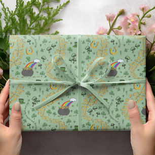 Groene St. Patrick's Day Leprechaun Pot of Gold Cadeaupapier