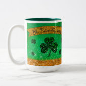 Groene St. Patrick's Day met Shamrock en Glitter Tweekleurige Koffiemok (Links)