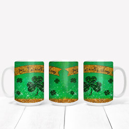 Groene St. Patrick's Day met Shamrock en Glitter Tweekleurige Koffiemok