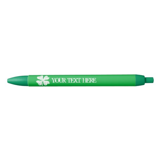 Groene St. Patrick's Day party pens met shamrock Blauwe Inkt Pen (Voorkant)