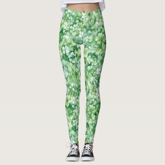 Groene St. Patrick's Day Shamrock en Klaver Leggings (Voorkant)