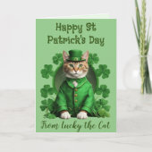Groene St Patrick's Kat Liefhebbers Iers Kitten Feestdagen Kaart (Voorkant)