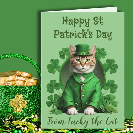Groene St Patrick's Kat Liefhebbers Iers Kitten Feestdagen Kaart