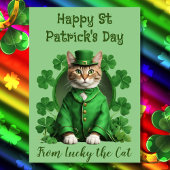 Groene St Patrick's Kat Liefhebbers Iers Kitten Feestdagen Kaart