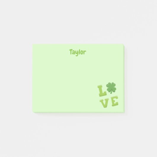 Groene St. Patrick's Love blokletters Post-it® Notes (Voorkant)