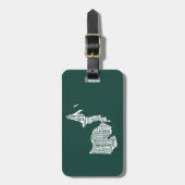 Groene staat van Michigan steden Bagagelabel (Voorkant verticaal)