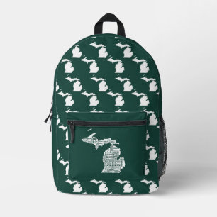 Groene staat van Michigan steden Bedrukte Rugzak