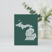 Groene staat van Michigan steden Briefkaart (Staand voorkant)