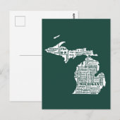 Groene staat van Michigan steden Briefkaart (Voorkant / Achterkant)