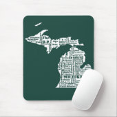 Groene staat van Michigan steden Muismat (Met muis)