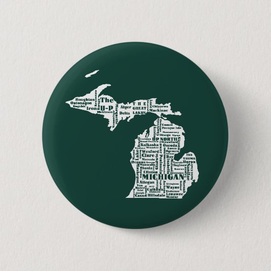Groene staat van Michigan steden Ronde Button 5,7 Cm (Voorkant)