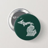 Groene staat van Michigan steden Ronde Button 5,7 Cm (Voorkant /achterkant)