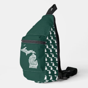 Groene staat van Michigan steden Sling Bag