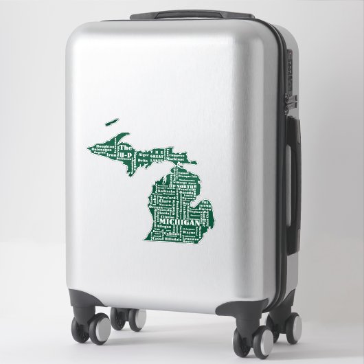 Groene staat van Michigan steden Sticker (Koffer)