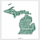 Groene staat van Michigan steden Sticker (Vel)