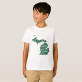 Groene staat van Michigan steden T-shirt (Voorkant volledig)