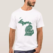 Groene staat van Michigan steden T-shirt (Voorkant)